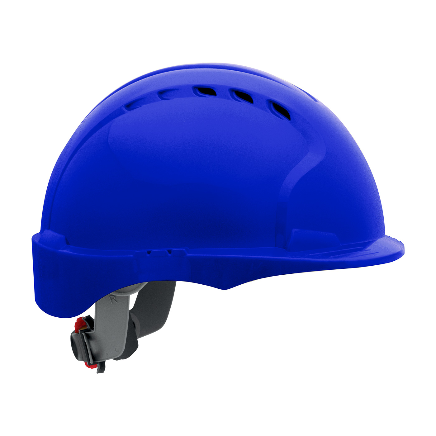 280-EV6151SV PIP® Evolution® Deluxe 6151 Vented, Short Brim Hard Hat with HDPE Shell, 6-Point Polyester Suspension and Wheel Ratchet Adjustment - Blue